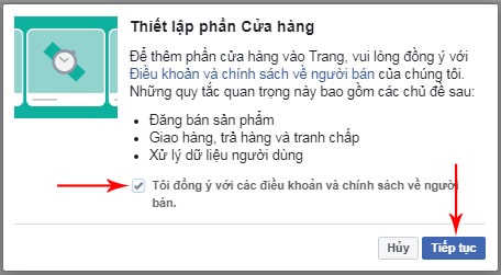 Thiết lập phần cửa hàng sau khi tạo shop trên Facebook