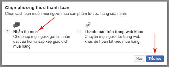 tạo cửa hàng trên page