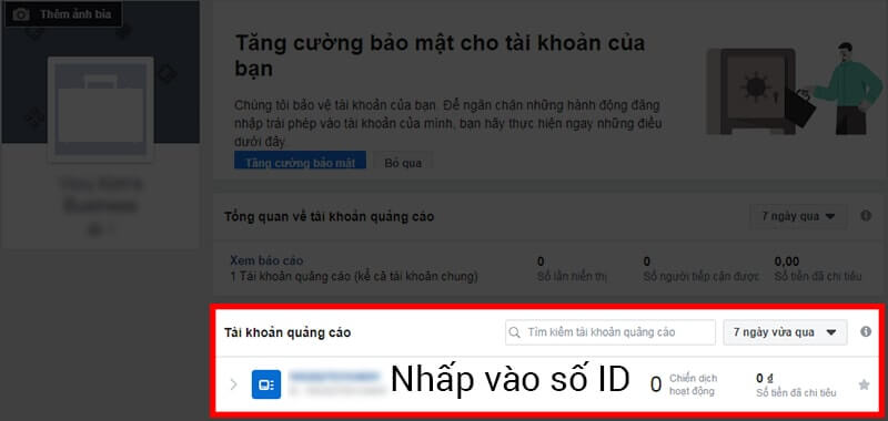 Truy cập tài khoản quảng cáo từ Facebook Bussiness