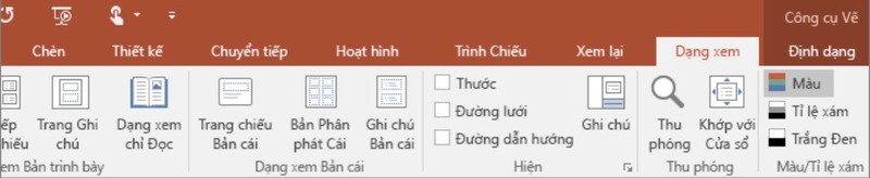 Làm quen với thanh công cụ Powerpoint