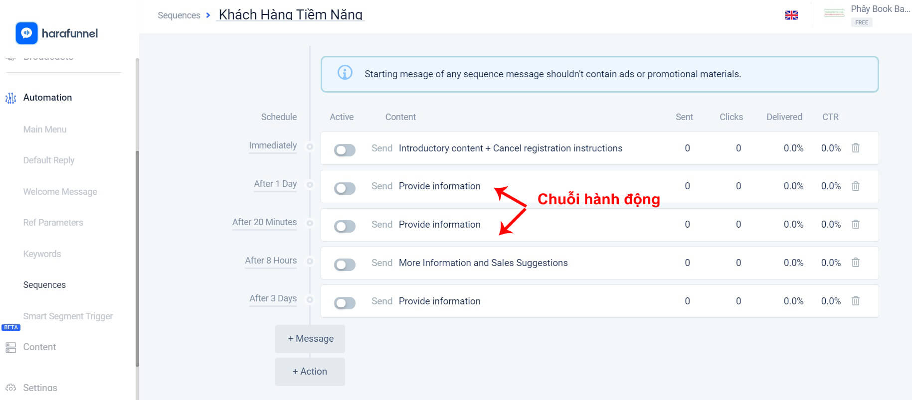 cài chỗi hành động haravan chatbot