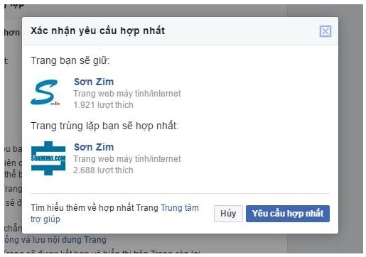 cách gộp fanpage