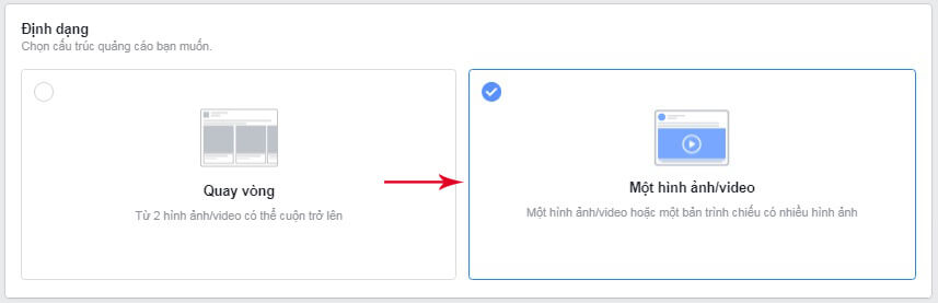 chọn định dạng quảng cáo messenger