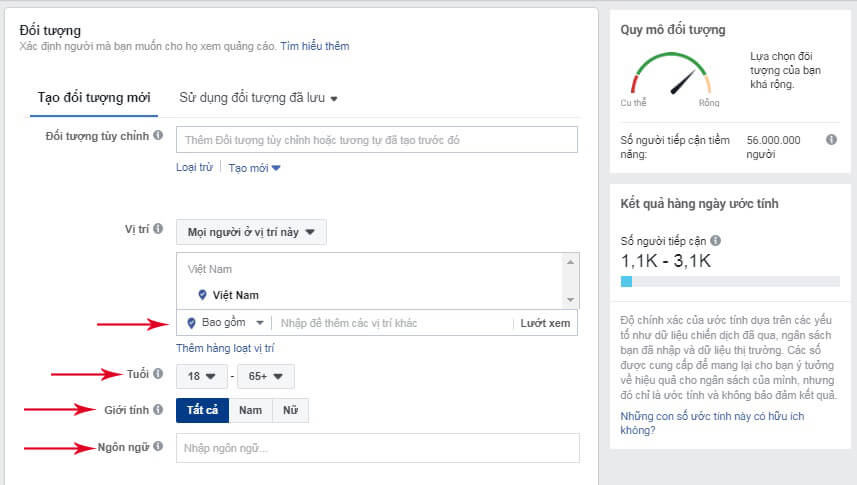 target quảng cáo facebook