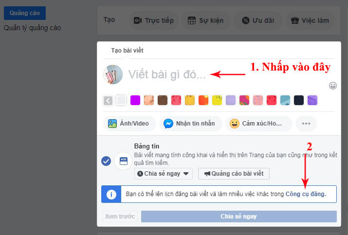 lên lịch đăng bài fanpage