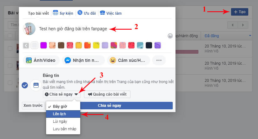 cài lịch đăng bài fanpage