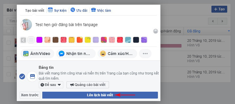 lên lịch bài viết