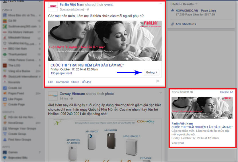 Quảng cáo sự kiện trên Facebook