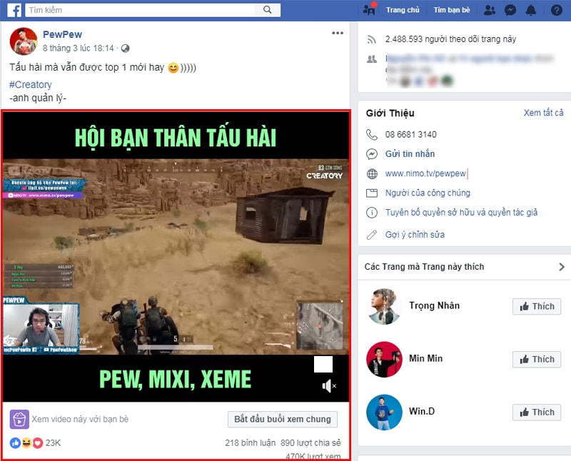 PewPew là streamer chuyên thực hiện các video game 