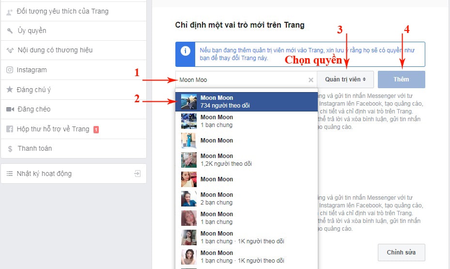 cách thêm admin cho page facebook