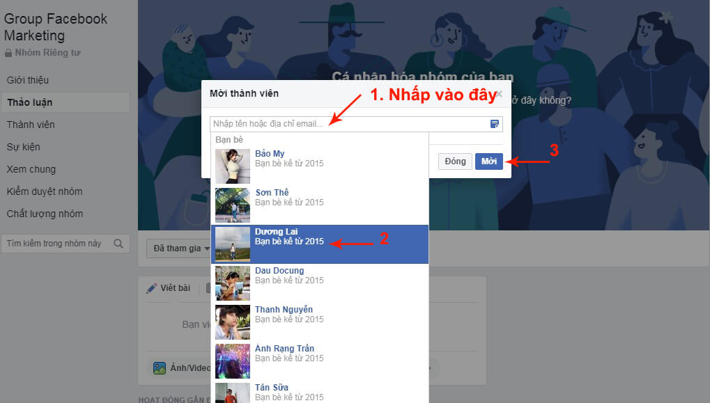 cách thêm thành viên vào nhóm trên facebook